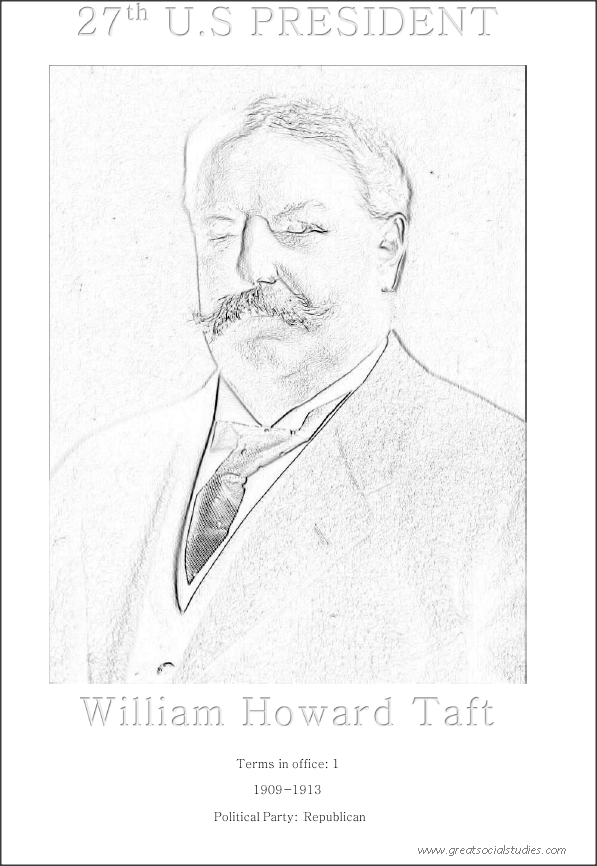 27th US president, William Howard Taft , clothe coloring