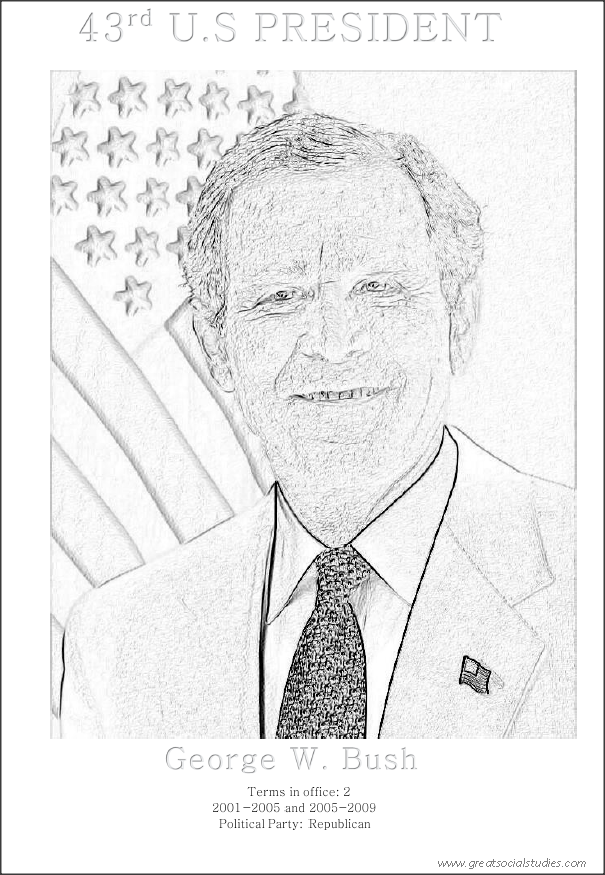 43rd US president, George W. Bush,colorfree sheet 