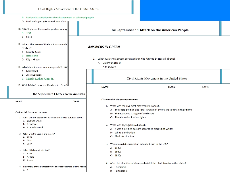 United states government worksheets