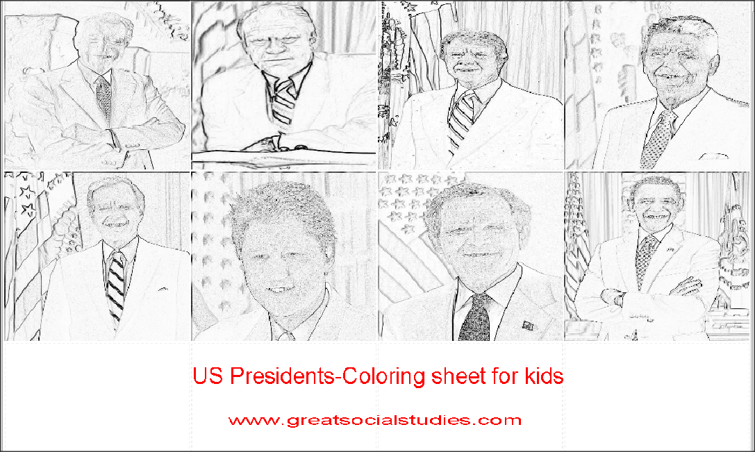 coloring sheets for teens, all US Presidents, print to color |Great social studies