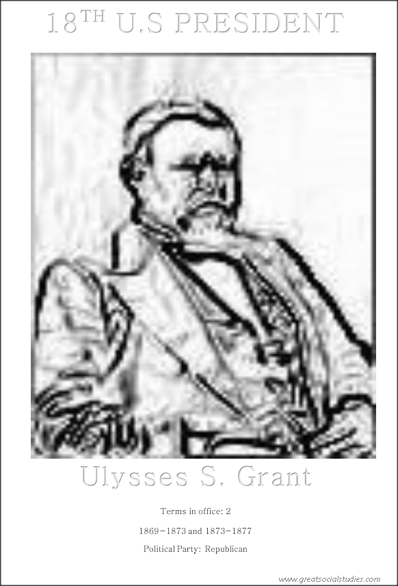 18th US president, Ulysses Simpson Grant, free color