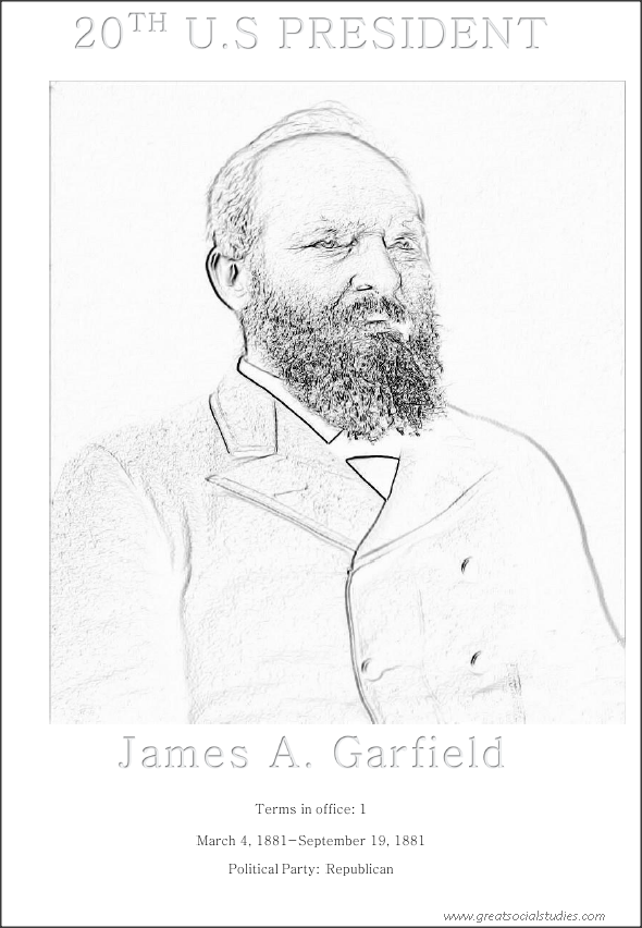 20th US president, James Abram Garfield, colorless image
