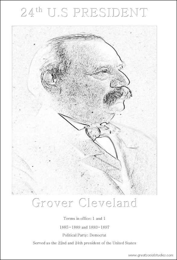 24th US President, Grover Cleveland, kids coloring activity