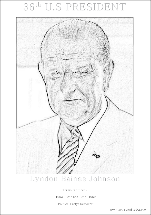 36th US President, Lyndon Baines Johnson, free to color