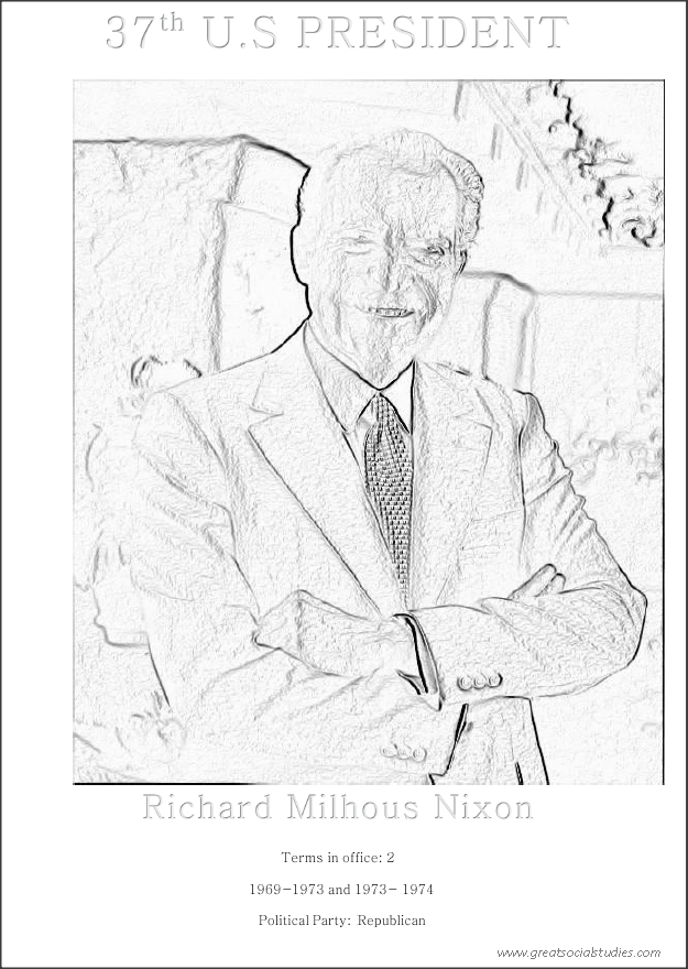 37th US President, Richard Milhous Nixon, black and white to color