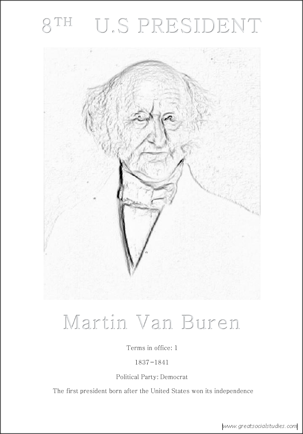 8th US president, Martin Van Buren, coloring picture