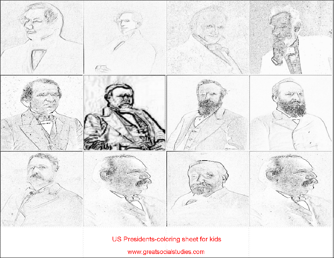 coloring sheets for teens, all US Presidents, print to color |Great social studies