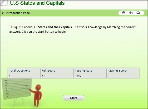 U.S States and capitals matching quiz